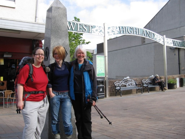 At the start of the West Highland Way, Milngavie – 95 miles to go!