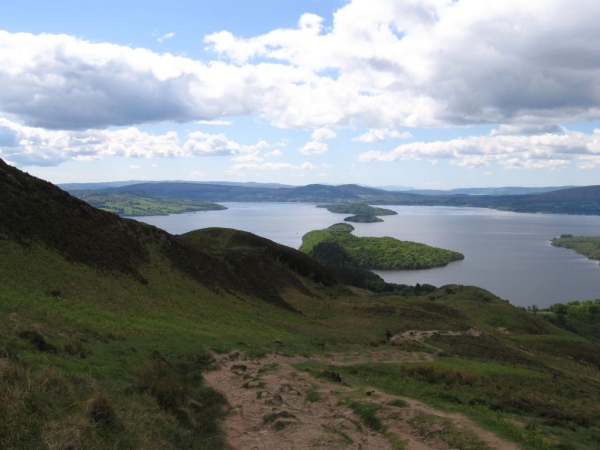 View of Loch Lomond from path on Conic hill